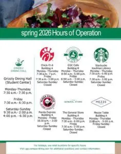 Spring 2026 Hours of Operation