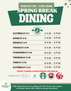 March 7-14, 2026 Spring Break Hours