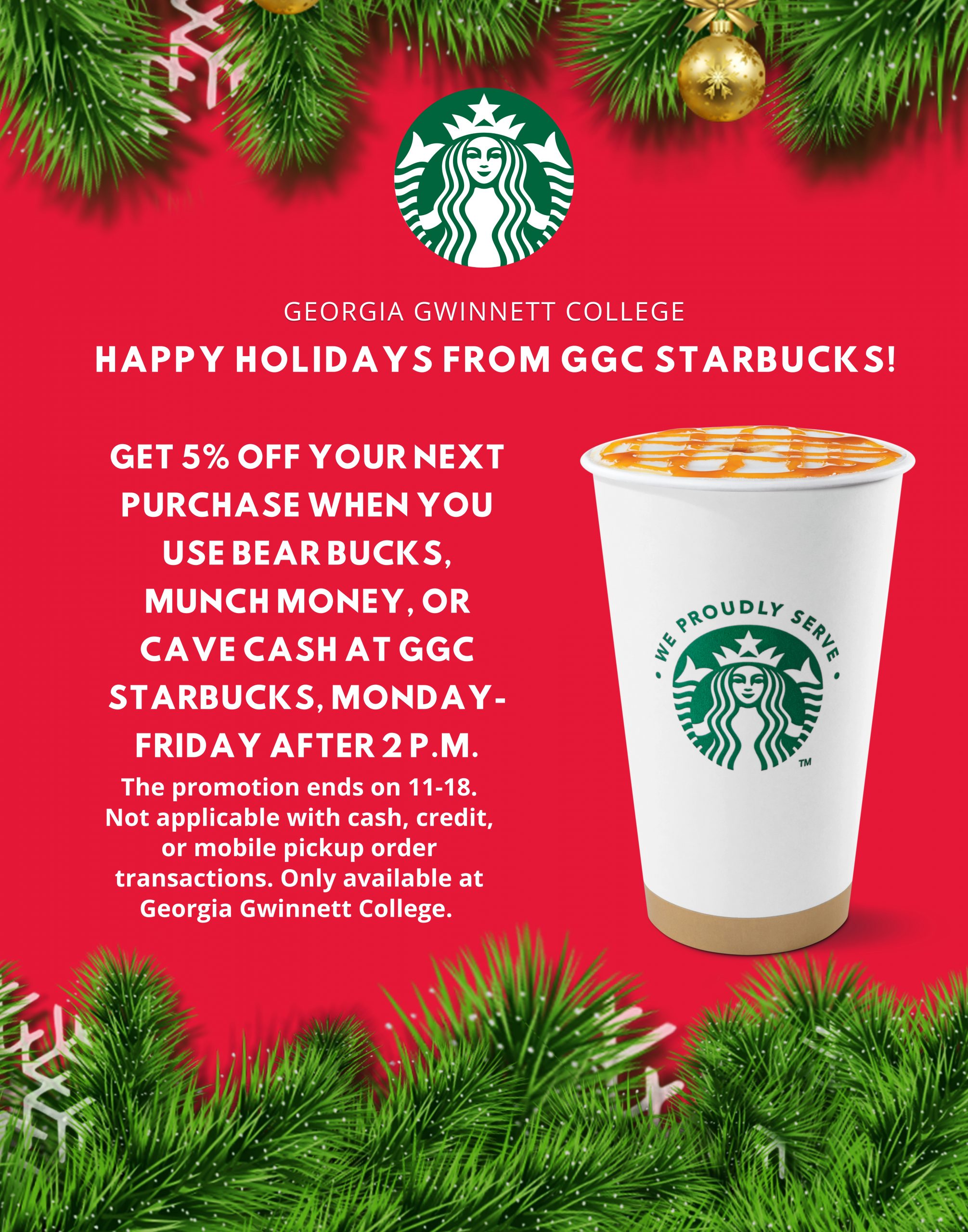 Save 5% At GGC Starbucks