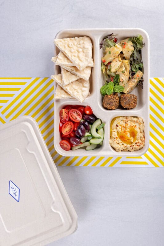 Overhead shot of mezze plate
