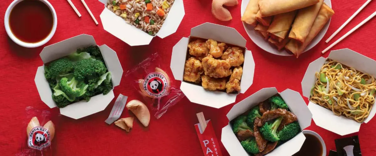 Overhead view of Panda Express food