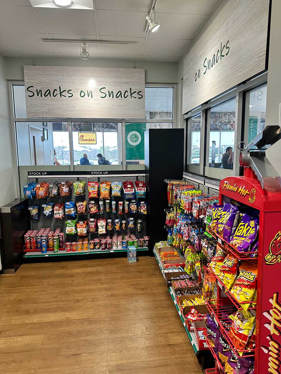 Snack display within The General Store